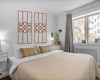 Faux Wrought Iron Wall Panel Decal - Removable Geometric Vinyl Decor