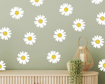 Modern Daisy Wall Decals, Retro Flower Decal, Flower Power Decor, Boho Wall Decor, Kids Room Decor, Floral Nursery Decor, Decor for Renters
