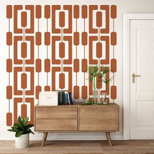 Mid Century Decor, Modern Wall Decals, Interior Wall Decor, Geometric Decal, Mid Century Modern Wall Art, Retro Wall Decal, Square Pattern