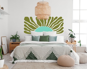 Sunrise Headboard Wall Decals, Boho Sunshine Decal, Removable Bohemian Wall Decor, Mid Century Two Color Decal, Boho Nursery Decor