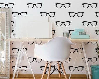 Hipster Glasses, Glasses Wall Decal, Eye Doctor, Dorm Decor, Eyewear Wall Decal, Decor for Kids, Sunglasses Wall Decal, Hipster Decal