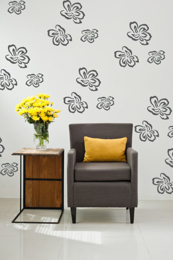 Flower Wall Decals Flower Wall Decor Floral Wall Decal Etsy