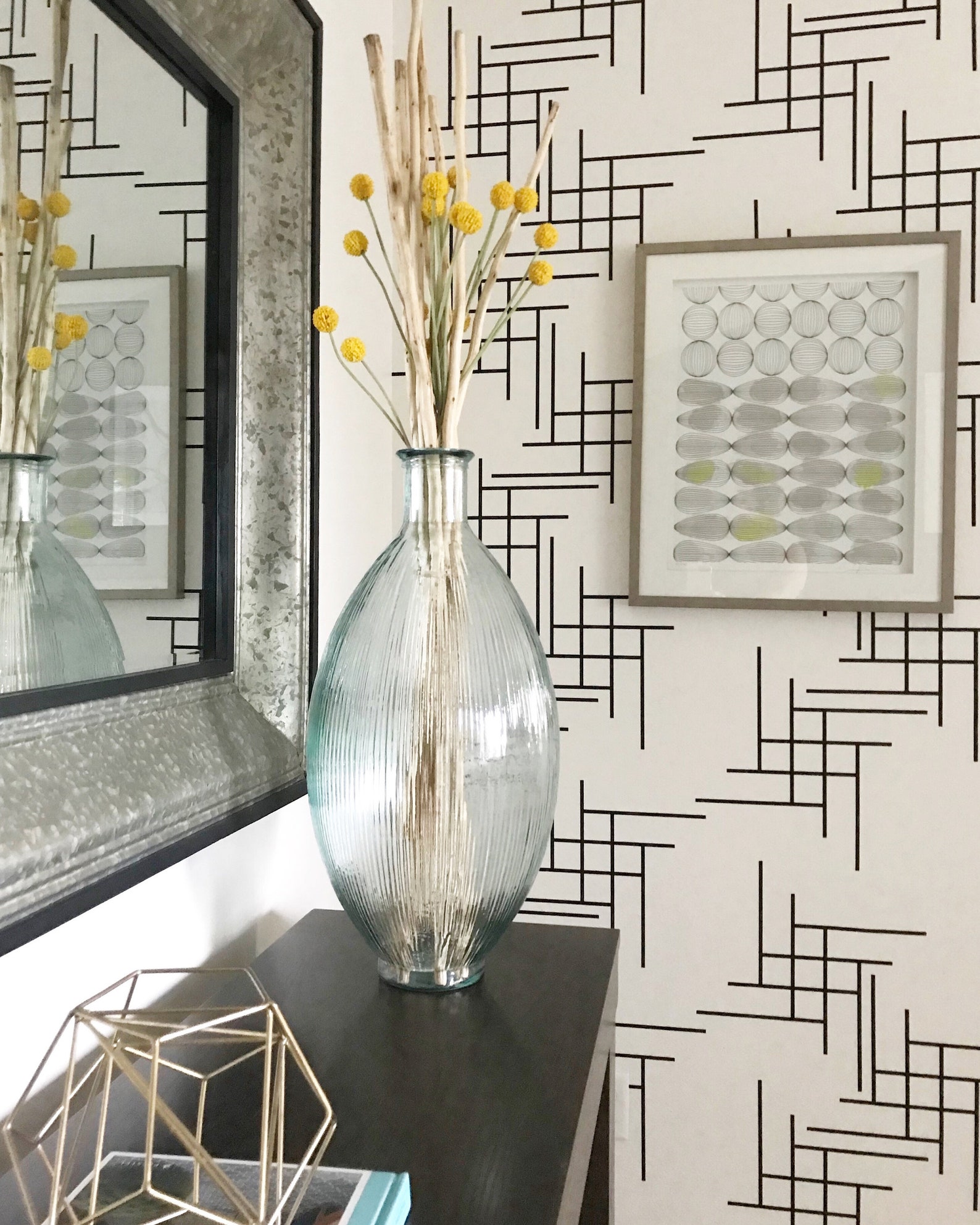 Line Wall Decal Line Wall Art Geometric Wall Art Mid Etsy