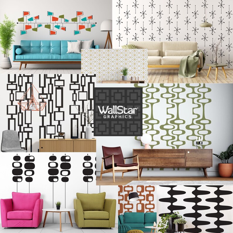 Mid Century Decals, Circle Decals, Modern Wall Decal, Geometric Pattern Decor, Removable Retro Decal, Mcm Art, Decor for Renters image 3
