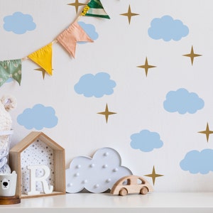 Puffy Cloud and Star Wall Decals - Nursery Decor