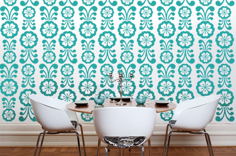 Mid Century Decal Flower Wall Decal Flower Wall Decorations Etsy