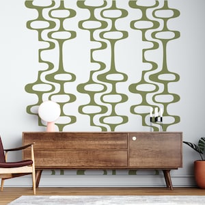 Mid Century Decals, Modern Decal, Mid Mod Wall Decor, Circle Chain, Mcm Art, Retro Wall Decal, Geometric Decorations, Perfect for Renters