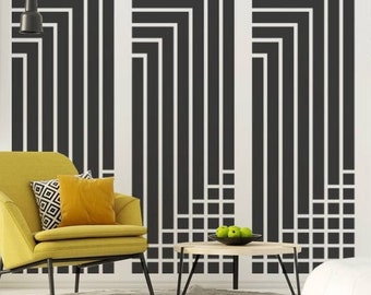 Mid Century Decals, Geometric Lines Decor, Retro Decals, Removable Modern Wall Decal for Home or Office