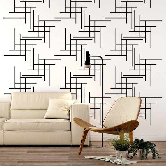 Line Wall Decal Line Wall Art Geometric Wall Art Mid Etsy