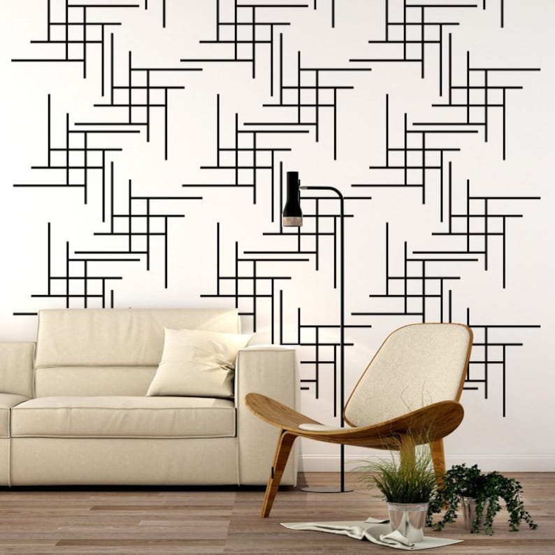 Line Wall Decal Line Wall Art Geometric Wall Art Mid Etsy