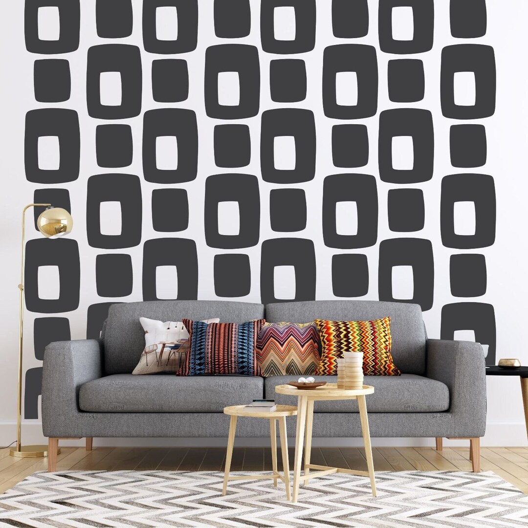 Mid Century Decals Mid Century Decor Geometric Wall Decal Etsy