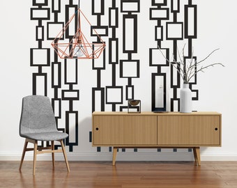 Mid Century Modern Decor, Mid Mod Wall Decals, Retro Decal, Mcm Wall Art, Removable Rectangle, Geometric Shapes, As Seen in Atomic Ranch