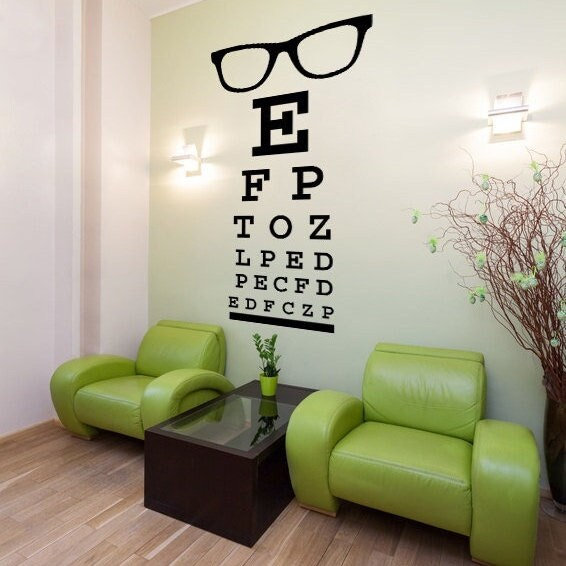 Sehtafel Gläser Wandaufkleber, abnehmbare Optometrist Büro Aufkleber, Augen Arzt Geschenk, Optometrie Kunst, Hipster Wandkunst, Brillen Brillenfassungen