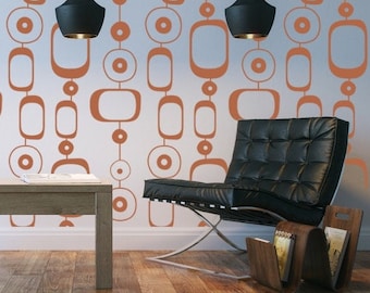 Geometric Chain Wall Decal – Mid-Century Modern, Removable Home Decor