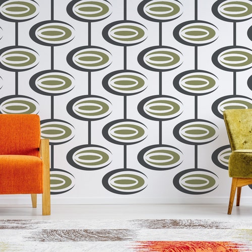 Mid Century Modern Decor Modern Wall Decals Geometric Wall Etsy