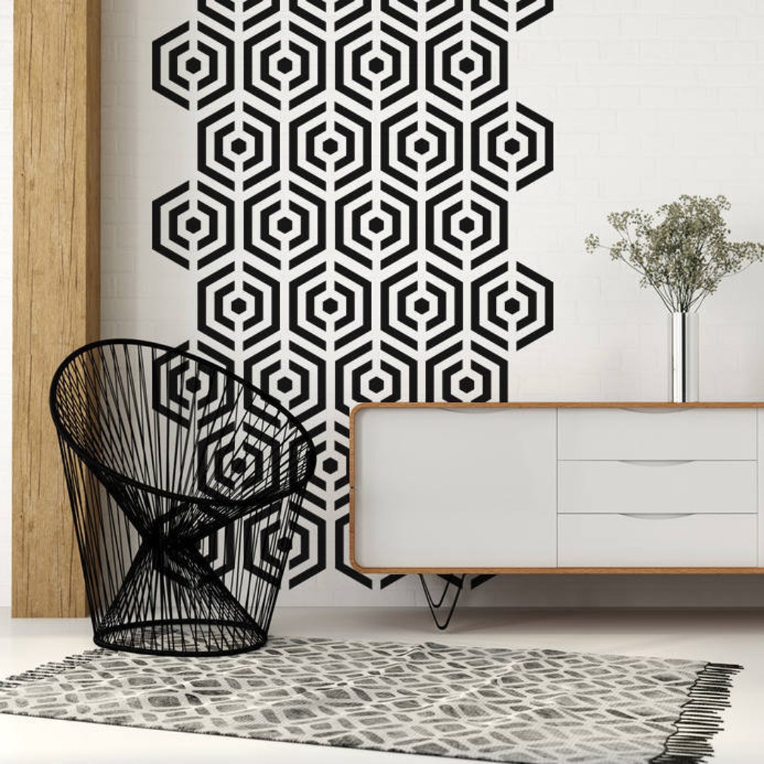 Geometric Therapy, Century Decal, Wall Hexagon Wall Century Mid Etsy Kids Mid Hexagon Decor, Decals, Art, Decal, Wall Decor Apartment - for