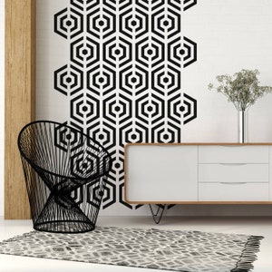 Geometric Hexagon Pattern Wall Decal - Contemporary Home Decor, Modern and Stylish Wall Art, Removable Vinyl Decals for Living Room