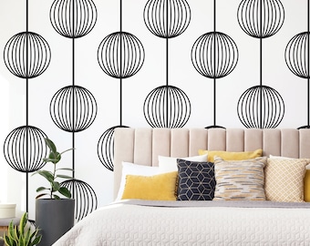Circle Wall Decal, Seamless Wall Pattern with Cutouts, Modern Bedroom Decal, Geometric Decals, Removable Home Decor, Chic Bedroom Wall Decor