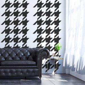 Houndstooth Pattern Wall Decals, Retro Decal, Mid Century Modern Wall Decor, Geometric Decal, Chic Wall Decor, Fashionable Wall Art