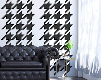 Houndstooth Pattern Wall Decals, Retro Decal, Mid Century Modern Wall Decor, Geometric Decal, Chic Wall Decor, Fashionable Wall Art