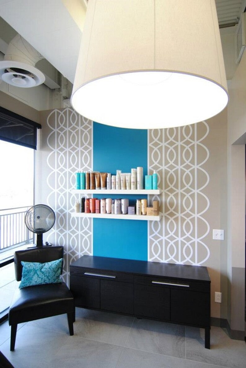 Removable Apartment Decor Geometric Wall Decal Lattice Wall Pattern Figure Eight Wall Pattern Mid Century Wall Decor Retro Wall Decal