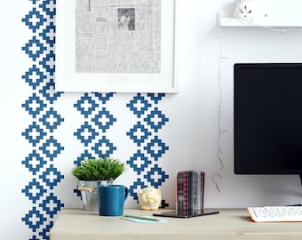 Southwestern Wall Decal, Geometric Swiss Cross Wall Pattern, Removable Southwest Decor, As Seen In Better Homes & Gardens DIY