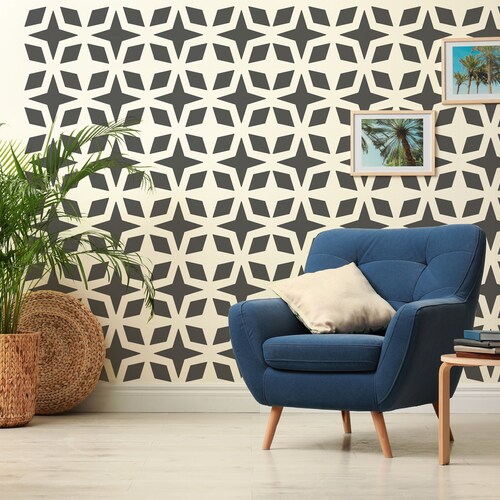 Mid Century Decals Mid Century Decor Hexagon Wall Decal Etsy