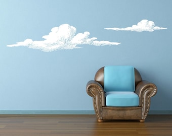 Cloud Decals, Cloud Wall Decal, Modern Nursery Decor, Decor for Kids, Dorm Decorations, Nature Wall Decal, Apartment Wall Decor