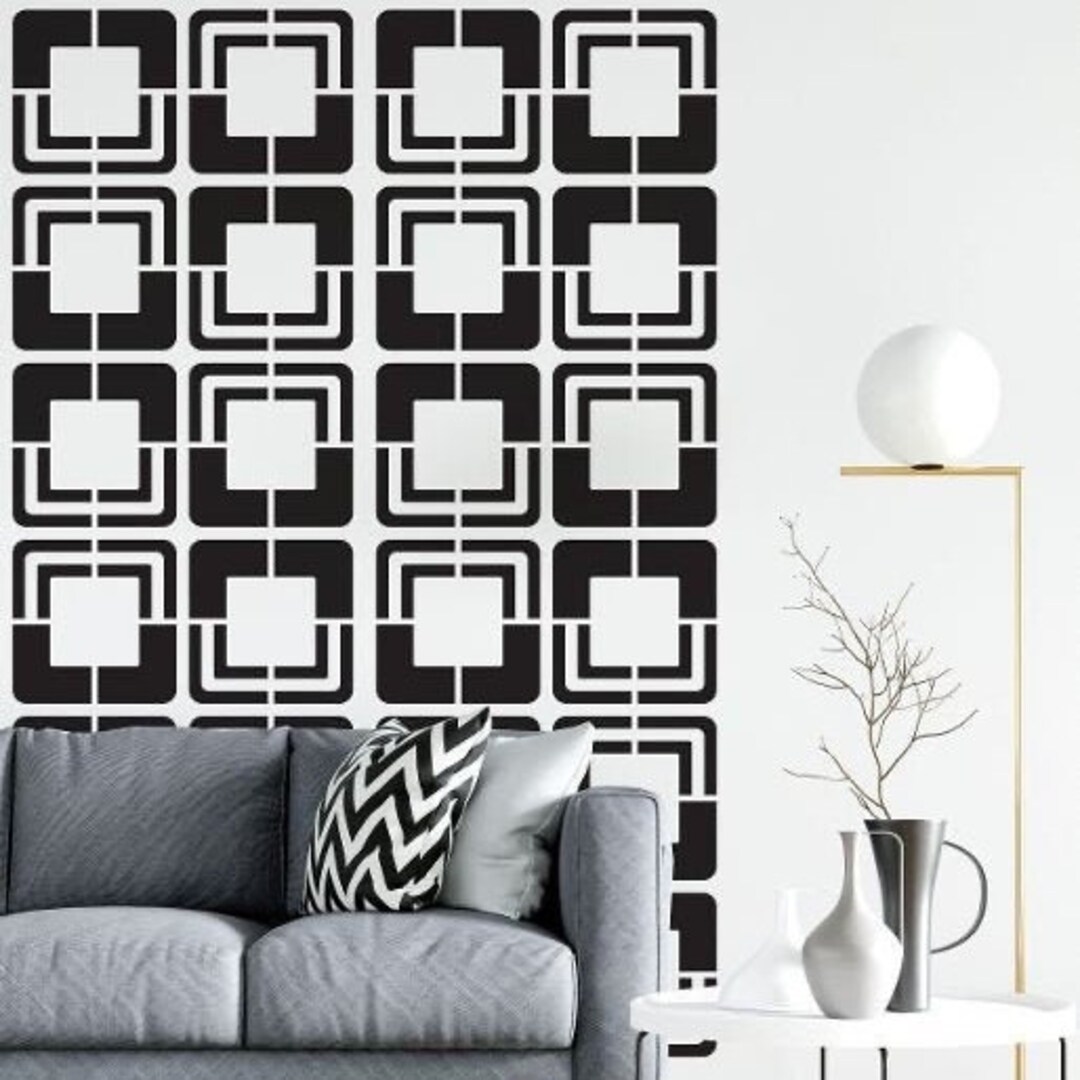 Square Wall Decals - Stylish Interior Decor, Geometric Pattern Decal ...
