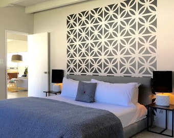 Calcomanía de pared con diseño geométrico de bloques de brisa moderna de mediados de siglo