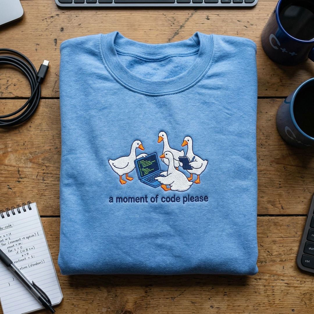 Embroidered Coding Duck Sweatshirt, Software Engineer Bird Hoodie ...