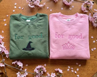 Sweat-shirt Wicked For Good brodé, esthétique changée pour de bon, T-shirt le magicien d'Oz, changé pour de bon, chemise Wicked Defy Gravity