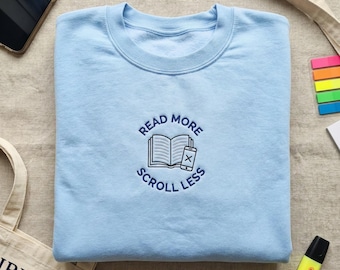 En savoir plus Sweat-shirt brodé, chemise détox numérique, cadeau pour amoureux des livres, col rond de bibliothécaire, haut esthétique à lecture minimaliste