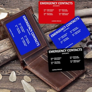 Cartão de carteira de alumínio personalizado para contatos de emergência em caso de emergência (ICE)