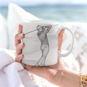 Taza de golf, regalo para amantes del golf, regalo divertido de golf, taza de café, camiseta, arte lineal, taza de golf divertida, taza de golfista, ideas de regalos de golf, ideas novedosas de golf
