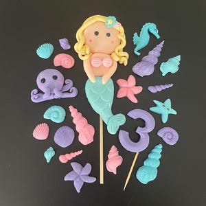 Ensemble de décoration de gâteau sirène fondant sirène pour gâteau