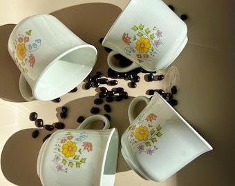Vintage Mug Set | Set of 4 Corelle by Corning Spring Meadow Mugs