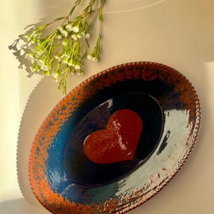 Vintage Trinket Dish by Foltz Pottery Red Heart | Vintage Catch-All & Vanity Decor