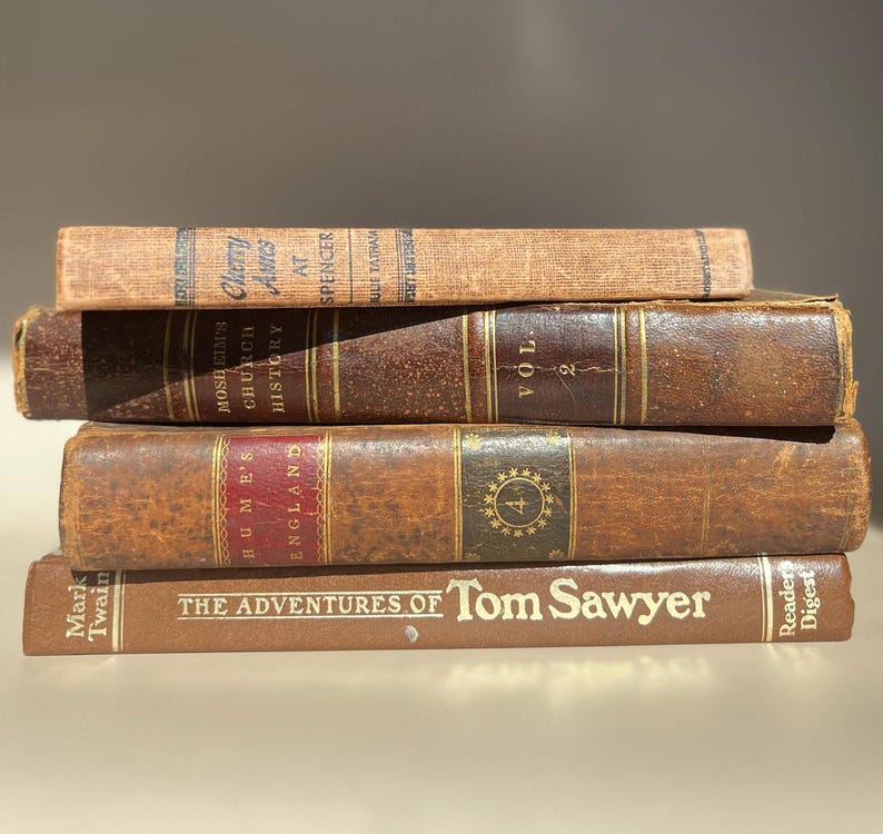 Stack of vintage books