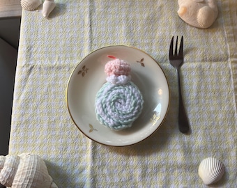 Handmade Crocheted Mini Swirl Cake