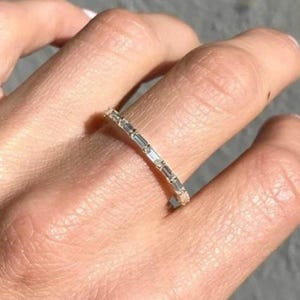 Full Eternity Baguette Band, Baguette Cut Moissanite Engagement Ring, Minimalist Wedding Band, Elegant Eternity Band, 14K Gold Dainty Band