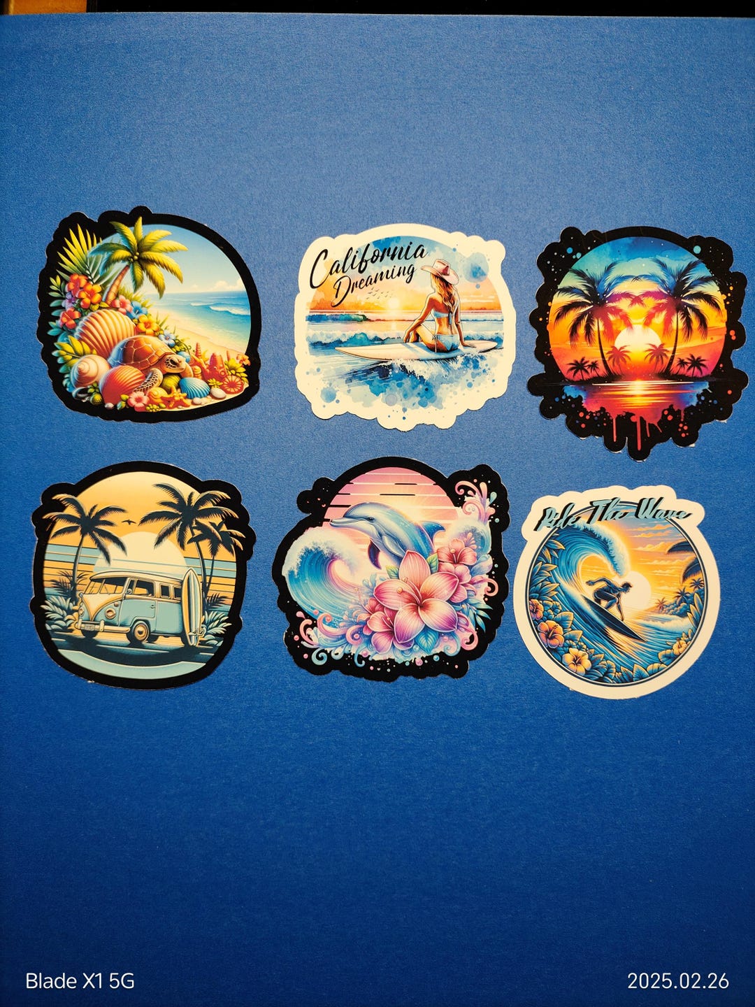 BOGO Surf Themed Sticker Pack of 6 Waterproof Vinyl Stickers. Great for ...