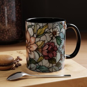 Stained Glass Floral Mug Vintage Kitchenware, Gift for Coffee Lovers, Thoughtful gifts for birthdays, housewarmings, or holidays