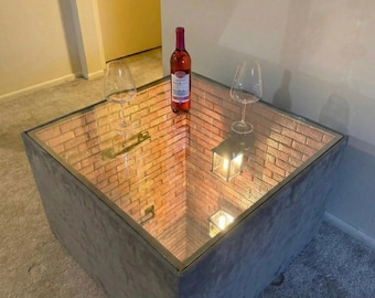 Luxury Alcantara Infinity Mirror Table - Premium 3D LED Side Table - Handmade Soft Touch Furniture - MyskoDesign