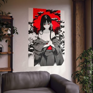 Suzune Horikita, póster de anime, fanart de Classroom of the Elite, waifu, arte tradicional japonés, ilustración, impresión vertical, arte vintage