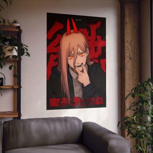 Anime Poster: Power from Chainsaw Man, Cute Waifu Wall Art & Blood Devil Decor, Vertical Matte Print, Manga Fan Gift