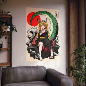 Miss Kobayashi&#39;s Dragon Maid, Tohru Kobayashi, Anime Waifu Matte Poster, Japanese Art Print, Cute Anime Girl, Japanese Poster