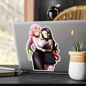 Süßer Nezuko Kamado und Mitsuri Kanroji von Demon Slayer, Anime Waifu Aufkleber, Goth Girl Aufkleber Set, Sexy Anime Girls, Laptop Aufkleber