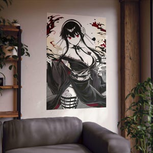 Yor Forger de Spy x Family en estilo de arte tradicional japonés, carteles verticales, linda ilustración de chica de anime Waifu, Yor Briar, impresión mate