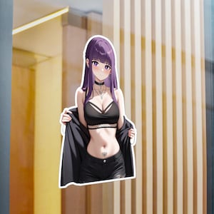 Fern Anime Vinyl Sticker: Goth Waifu Decal